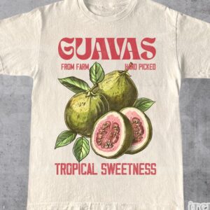 Guavas Retro Commercial Graphic Shirt, Vintages Guavas Label T-Shirt, Exotic Fruit Lover Tee, Cute Unisex Adult Graphic T Shirt, Cool Gift